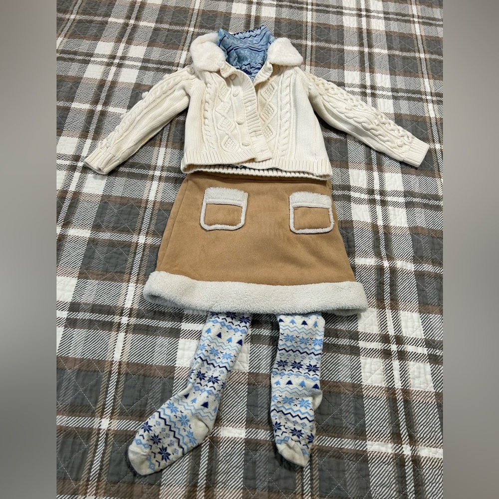 Gymboree Kids 4 Piece -  Blue, Cream, and Tan Matching Set